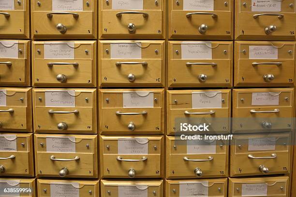 Filing Cabinets In The Library Stock Photo - Download Image Now - Alphabetical Order, Archives, Book