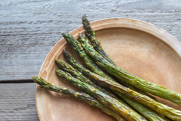 Roasted asparagus on the plate