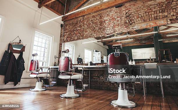 Retro Styled Barbershop Stock Photo - Download Image Now - Barber Shop, Hair Salon, Small Business