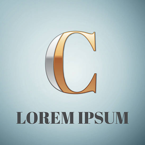 istock Elegant silver and gold impossible font, symbol, alphabet, Letter C 638570266
