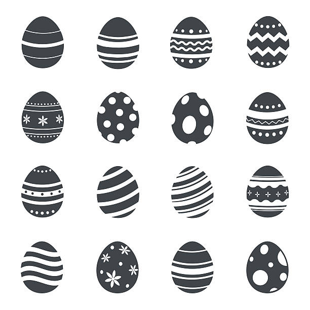 illustrazioni stock, clip art, cartoni animati e icone di tendenza di icone delle uova di pasqua. illustrazione vettoriale. - uovo