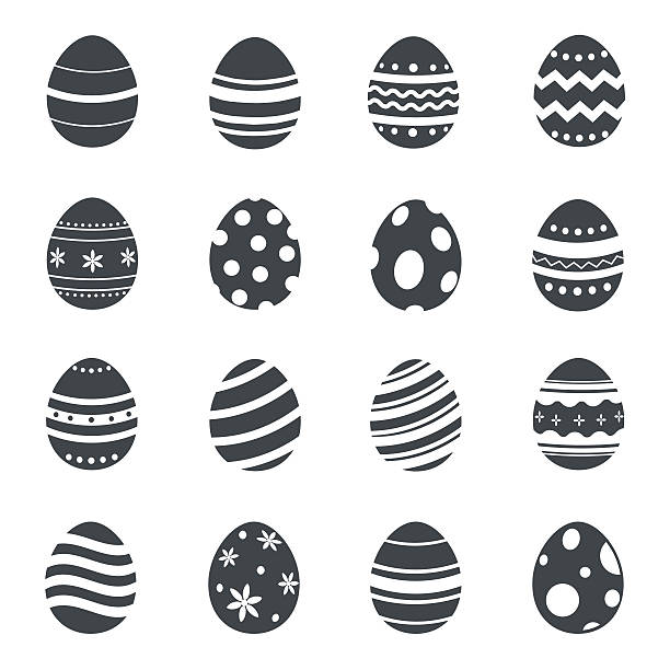 ilustrações, clipart, desenhos animados e ícones de ícones dos ovos de páscoa. ilustração vetorial. - eggs