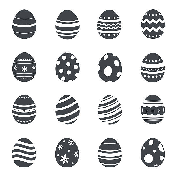 bildbanksillustrationer, clip art samt tecknat material och ikoner med easter eggs icons. vector illustration. - påskägg