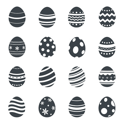 Easter eggs icons. Vector illustration.