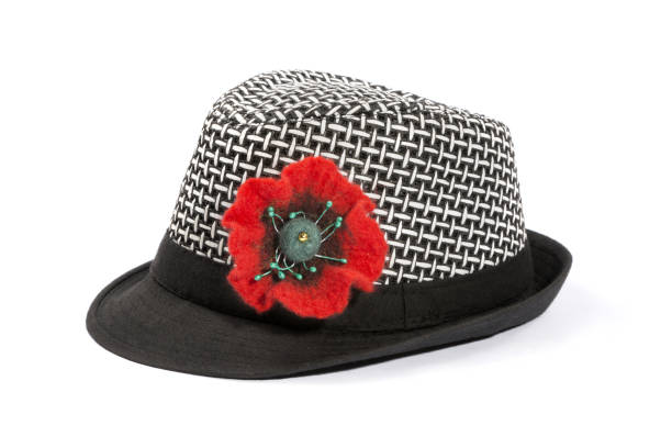istock hat with a flower from fulled wool on a white 638573754