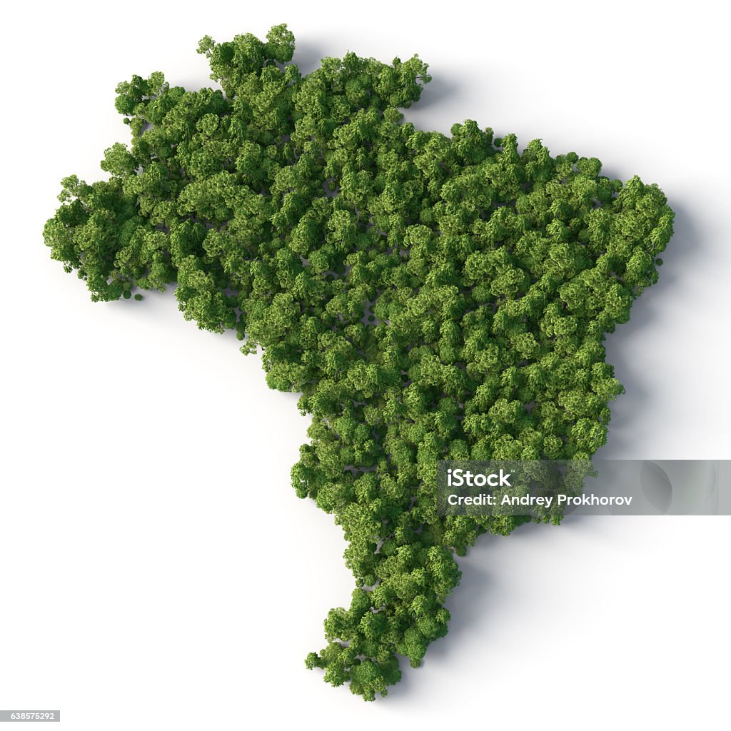 brazil map with forest forest in brazil shape Brazil Stock Photo