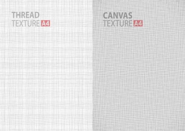 Vector illustration of gray backgrounds fabric thread canvas textures in A4 size