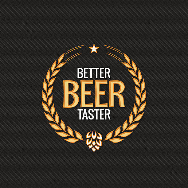 ilustrações de stock, clip art, desenhos animados e ícones de beer label reward logo design background - gold golden part of black