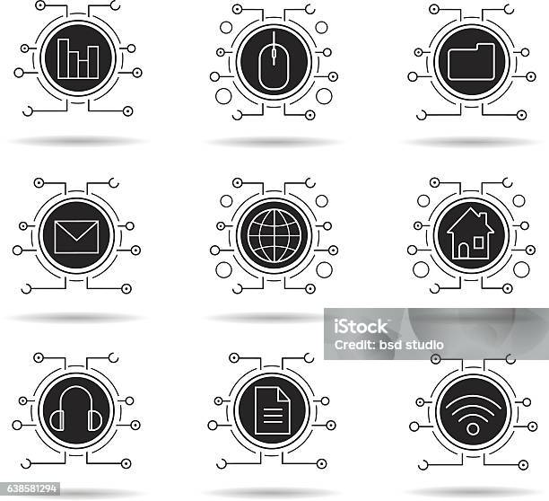 Cyber Technology Icons Stock Illustration - Download Image Now - Accessibility, Arts Culture and Entertainment, Black Color