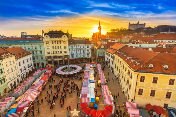 Photo of View on Christmas market on the Main square in Bratislava