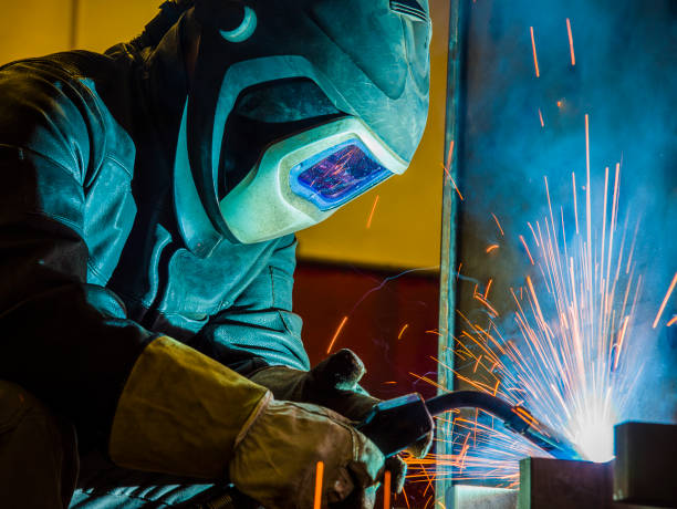 istock Industrial steel welder in factory technical, 638584044