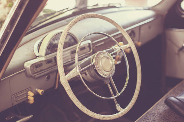 istock Interior of a classic vintage car 638584278