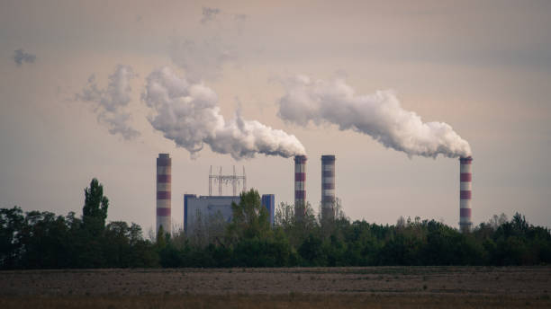 istock Konin, Poland. Working power station, smoking chimneys. 638584464