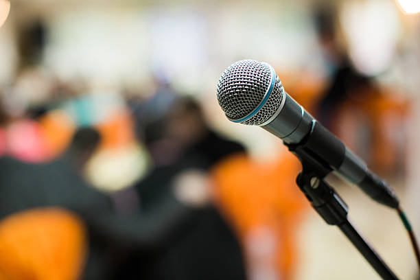 istock microphone in concert hall, conference or stage 638586986