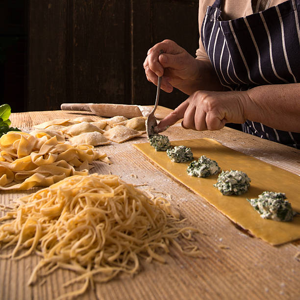 Making Homemade Pasta stock photo