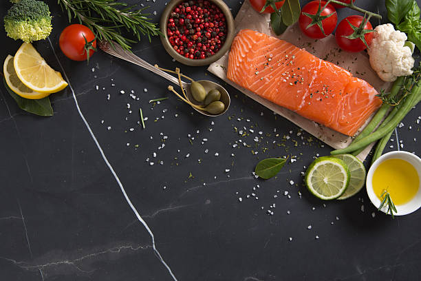 istock Piece of Salmon Fillet with Ingredients 638588910