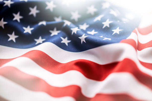 usa flag. american flag. american flag blowing wind. close-up. - 美國 圖片 個照片及圖片檔