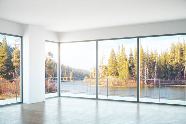 istock Unfurnished interior with landscape view 638593010