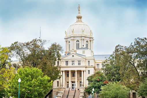 Stock photo of the landmark McLennan County Courthouse in downtown Waco, Texas, USA.