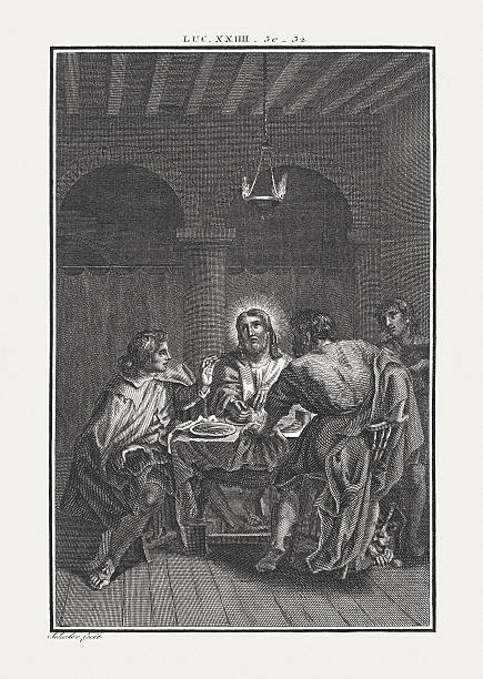 istock Jesus with the disciples of Emmaus at dinner (Luke 24) 638594106
