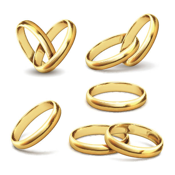 ilustraciones, imágenes clip art, dibujos animados e iconos de stock de anillos de boda de oro - anillo