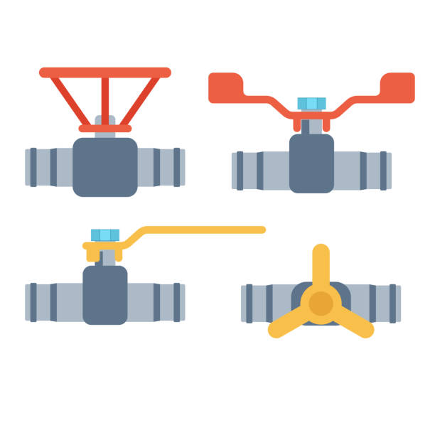 Pipes vector icons isolated. Details pipes different types collection. Vector set of water tube industry, gas valve construction. Oil industrial pressure technology plumbing. Steel factory engineering. pvc flange stock illustrations