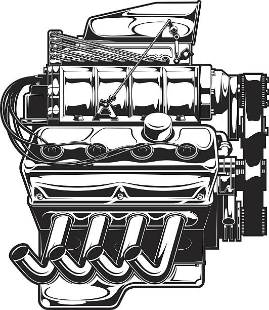 Supercharged Engine vector art illustration