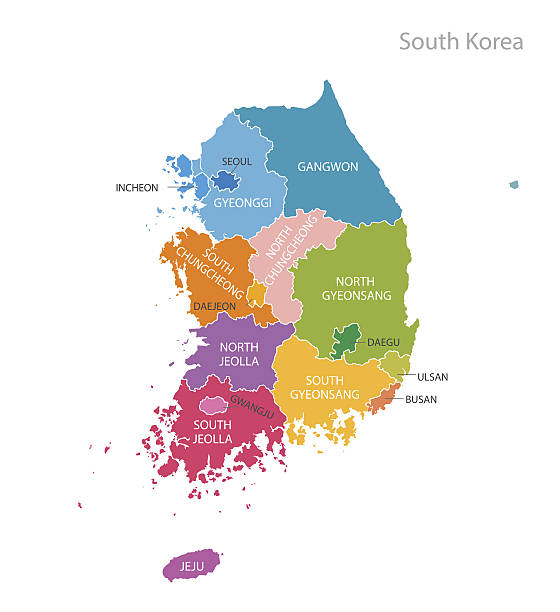 mapa korei południowej - south korea stock illustrations