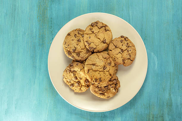 istock Plate of freshly baked chocolate chips cookies, with copyspace 638611818