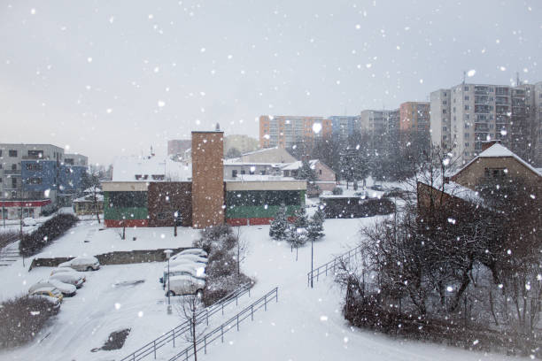 istock Heavy snowing in Brno. Weather calamity. 638615138