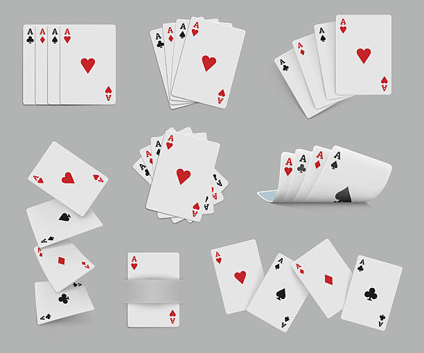 illustrazioni stock, clip art, cartoni animati e icone di tendenza di set di carte da gioco di quattro assi - cards