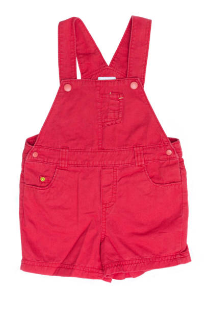 istock Red Overalls baby on white background. 638620528