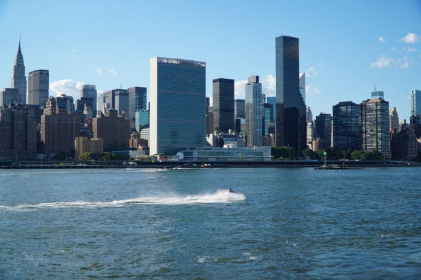 Jet skiing in front of UN Headquarters