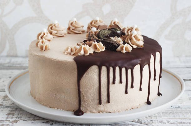 istock Chocolate Cake with  Fudge Drizzled Icing and  Curls 638624548