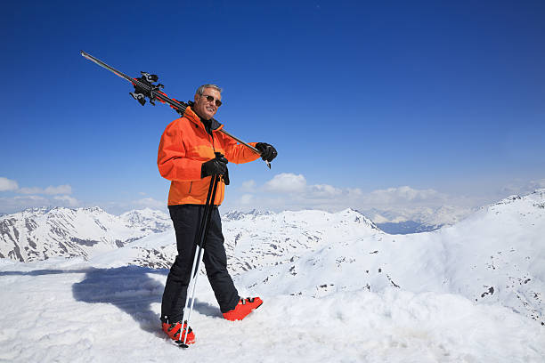 istock Ski Active senior men snow skier enjoying High snowy mountain 638626434