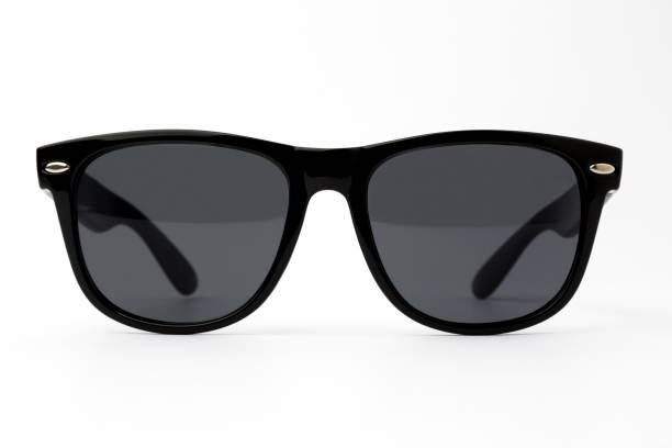 istock Chic sunglasses with black plastic frame isolated on white background 638627094