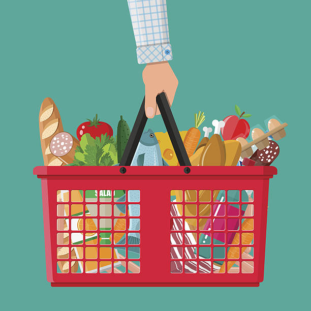 istock plastic shopping basket full of groceries products 638634360