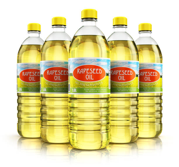 istock Group of plastic bottles with rapeseed oil 638638270