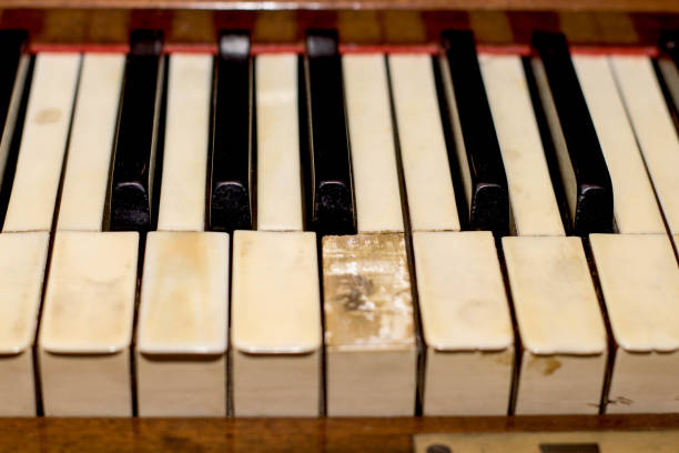 istock antikvariatas the old brown Grand piano with broken keys 638639922