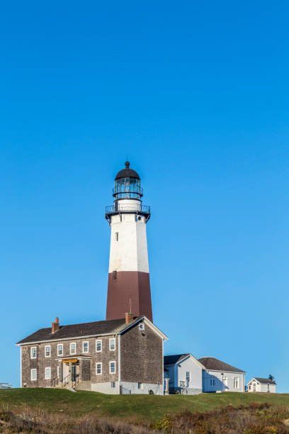 luz, montauk point lighthouse, long island, nova york, suffolk - the hamptons long island lighthouse - fotografias e filmes do acervo