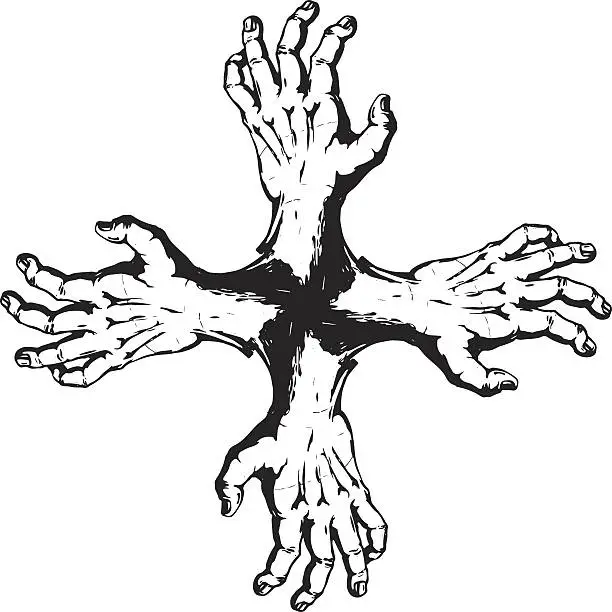 Vector illustration of kross of hands
