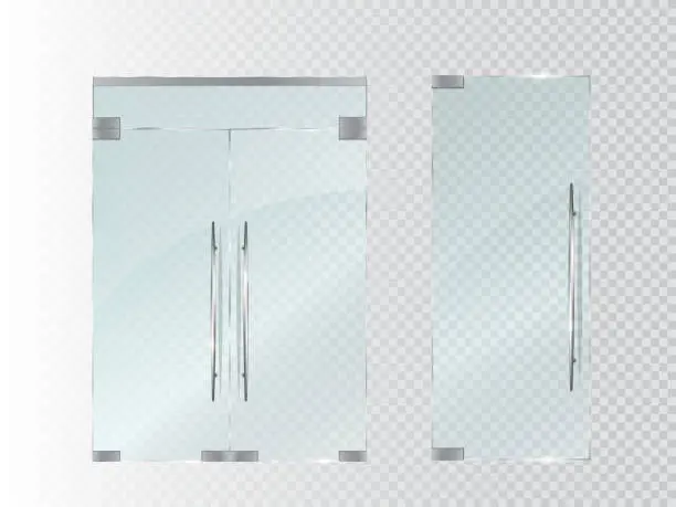 Vector illustration of Glass doors isolated on transparent background. Vector