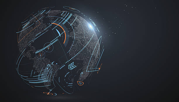 Futuristic globalization interface. Futuristic globalization interface, a sense of science and technology abstract graphics. news monitor stock illustrations