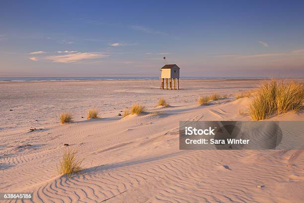Refuge Hut On Terschelling Island In The Netherlands At Sunset Stock Photo - Download Image Now