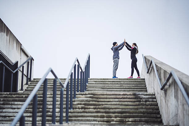 we're finished with training - adult jogging running motivation imagens e fotografias de stock