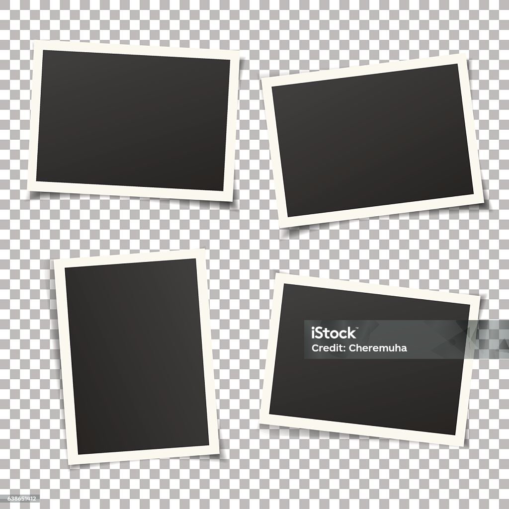 Conjunto de marcos de fotos vintage aislados en el fondo. Vector eps. - arte vectorial de Fotografía - Producto de arte y artesanía libre de derechos