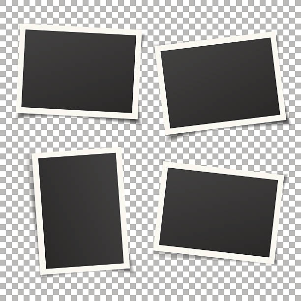 Set of vintage photo frames isolated on background. Vector eps. Set of template photo frames with shadow on transparent background. Vector illustration for your photos or memories. Scrapbook design. photography stock illustrations