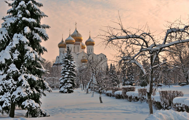 istock Winter cityscape at sunset in warm colors 638653700