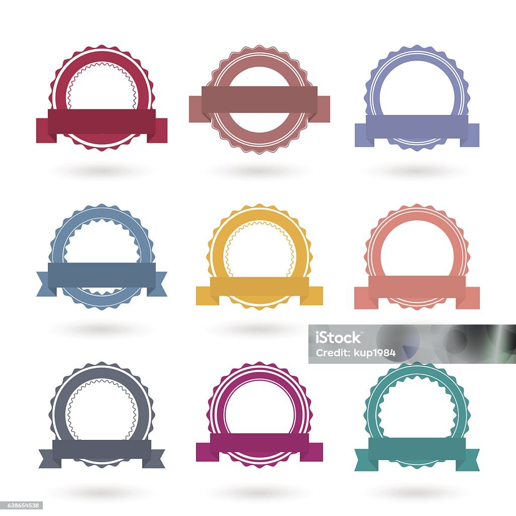 Soft Rounded Emblem Templates Round Emblems With Ribbons Vector Illustration Stock ...
