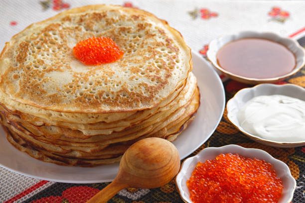 istock stack of pancakes on plate - russian traditional food 638659660